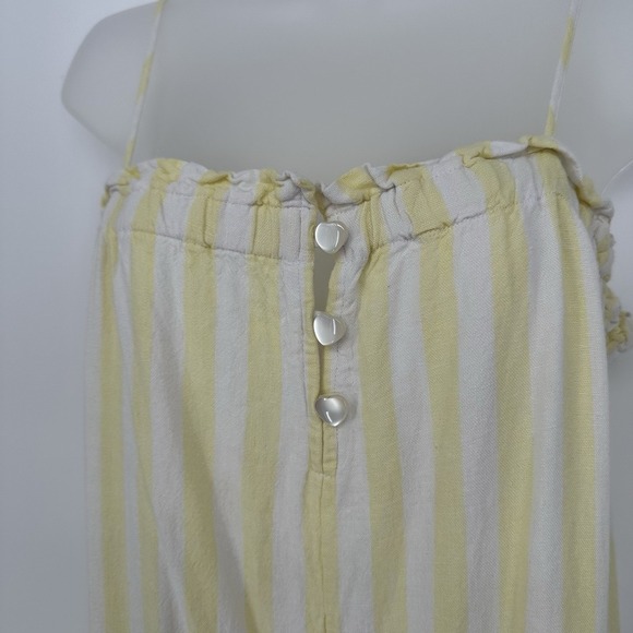 Stoney Clover x Target Jumpsuit XS Romper Yellow Striped Linen Wide Leg - Picture 6 of 9